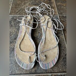 Stuart Weitzman Nieta Rainbow Lace Up Low Heel Sandals- Women’s Size 8M